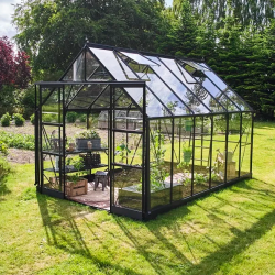 HALLS szklarnia ogrodowa ICON 8 (8,1 m2; 2,55 x 3,17 m) czarna, szkło hartowane + baza